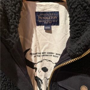 Pendleton Black Wool Jacket with Shearling Collar